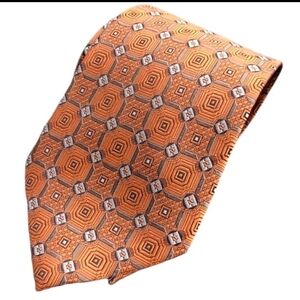 Silk Marc Alan Geometric Tie Burnt Orange